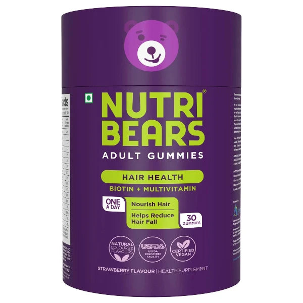 NutriBears Hair Gummies Packaging - Natural Hair Care for Adults