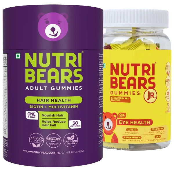 NutriBears Hair Gummies for Adults and Eye support gummies for kids