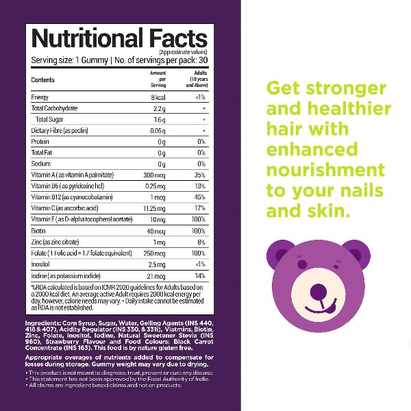 Men Hair Gummies by NutriBears - Nutrient-Rich Formula for Healthy Hair