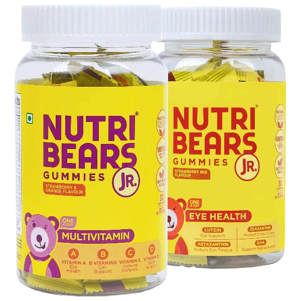 NutriBears Eye Health and Multivitamin Gummies combo Packaging - Nutritional Support for Kids' Vision